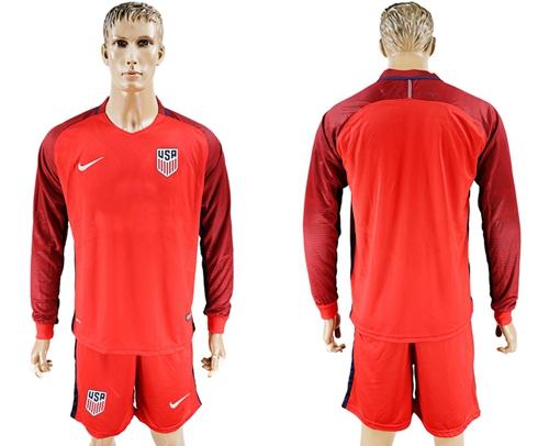 USA Blank Away Long Sleeves Soccer Country Jersey